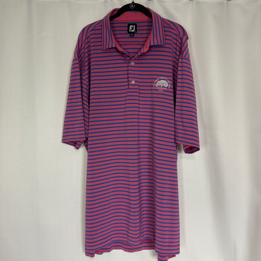FootJoy Pink and Blue Striped Polo